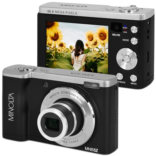 MINOLTA 56MP DUAL LENS DIGITAL CAMERA 5X OPTICAL ZOOM MNB5Z - BLACK - Like New