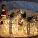 EAMBRITE 3PK LIGHT UP PRESENT BOXES SILVER GIFT BOXES,WARM WHITE LIGHTS - SILVER - Like New