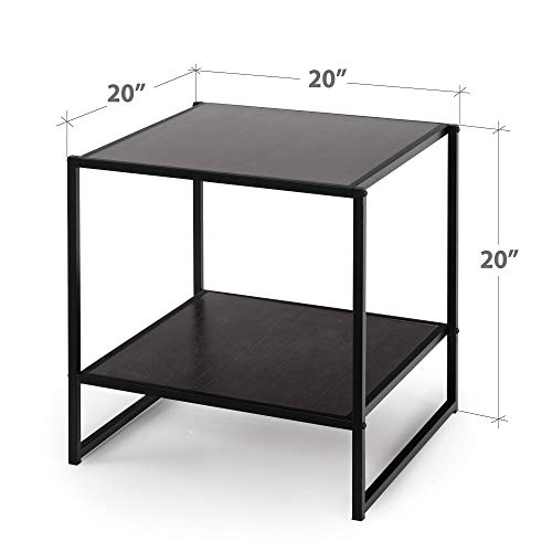 ZINUS DANE 20" BLACK FRAME SIDE TABLE END TABLE EASY ASSEMBLY - RICH BLACK WOOD - Like New