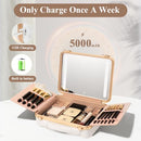 ROWNYEON Travel Makeup Train Cases with Light Up Mirror, Large Makeup Bag White - Like New
