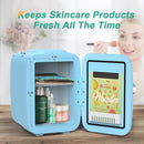 CROWNFUL MINI FRIDGE, 4 LITER/6 CAN PORTABLE COOLER TRAVEL FRIDGE - BLUE - Like New