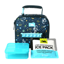 ARCTICZONE PUSH POP KIDS LUNCH BOX COMBO SPACE ODYSSEY CONTAINER ICE PACK - BLUE - Like New