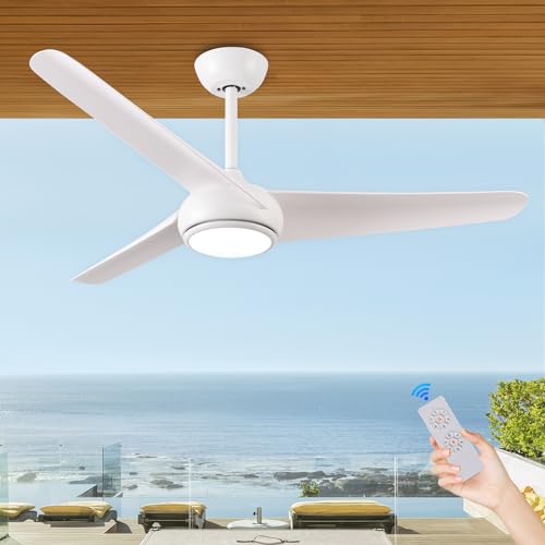 KINDLOV 52" Ceiling Fan Lights,Remote,6 Speeds,3CCT,Reversible,White - Like New