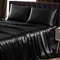 SiinvdaBZX 4Pcs Satin Sheet Set Queen Size Ultra Silky Soft Black Satin - Brand New