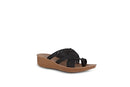 HB227501 HARBORSIDES WOMEN KINDRA WEDGE SANDALS SIZE 6.5 BLACK - Brand New