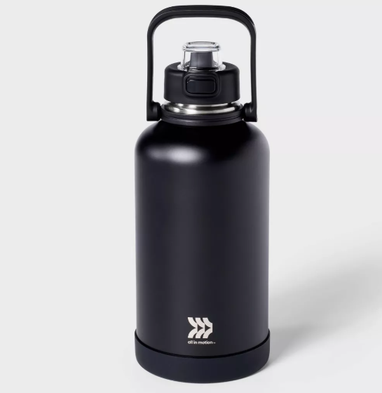 ALL IN MOTION™ 64OZ STAINLESS STEEL VACUUM INSULATED WATER BOTTLE - BLACK - Like New