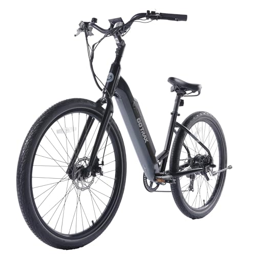 GOTRAX ADULT TRANSIT 27.5" STEP THROUGH ELECTRIC HYBRID BIKE - BLACK - Brand New
