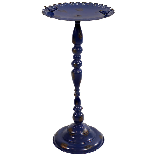 Sunnydaze Feathered Friends Iron Pedestal Bird Feeder - Blue - 26" H - Like New