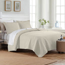 DAN RIVER 3 PIECE PINSONIC QUILT SET OATMEAL GEOMETRIC REVERSIBLE KING - OATMEAL - Like New