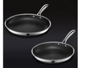 HEXCLAD PERFECT PAN DUO - 10" & 12" HYBRID PANS, OVEN SAFE - BLACK/SILVER - Like New