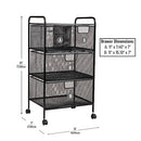 MIND READER CART WITH DRAWERS, MULTIPURPOSE OFFICE ORGANIZER, METAL, 4DRMESH-BLK - Brand New