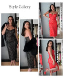 Popilush Lace Cocktail Dresses Women Formal Corset Shapewear Deep V Neck Midi - Brand New