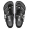 BIRKENSTOCK MEN'S GIZEH BIG BUCKLE SANDAL NARROW MEN 10N SILVER BUCKLE - BLACK - Like New