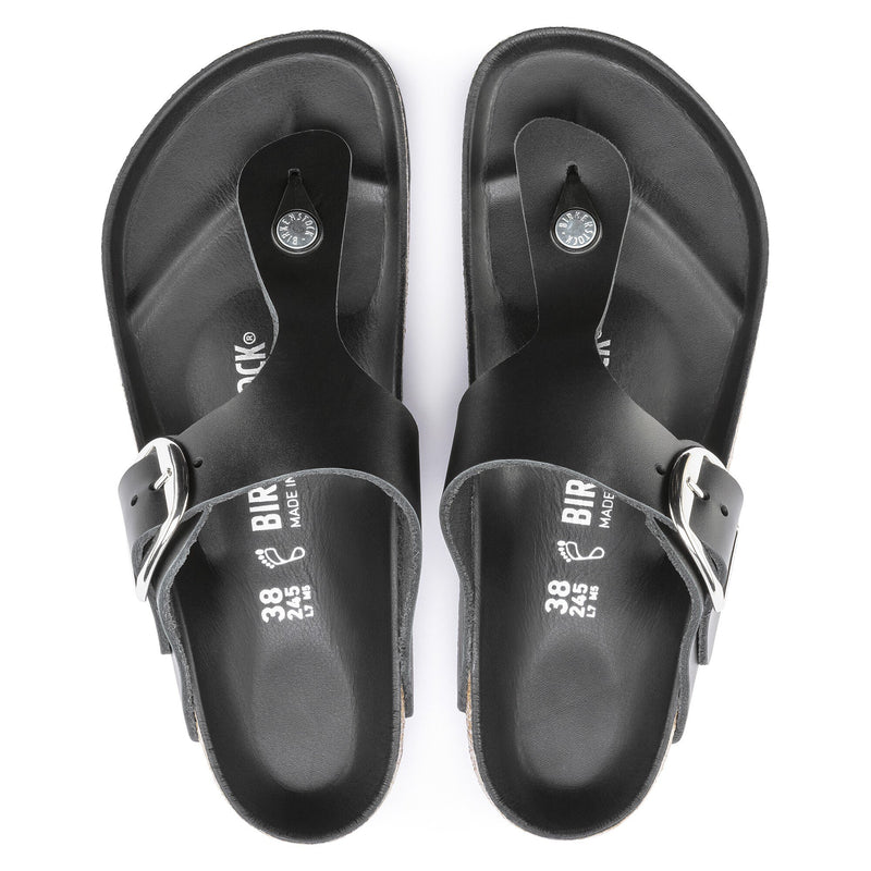 BIRKENSTOCK MEN'S GIZEH BIG BUCKLE SANDAL NARROW MEN 10N SILVER BUCKLE - BLACK - Like New