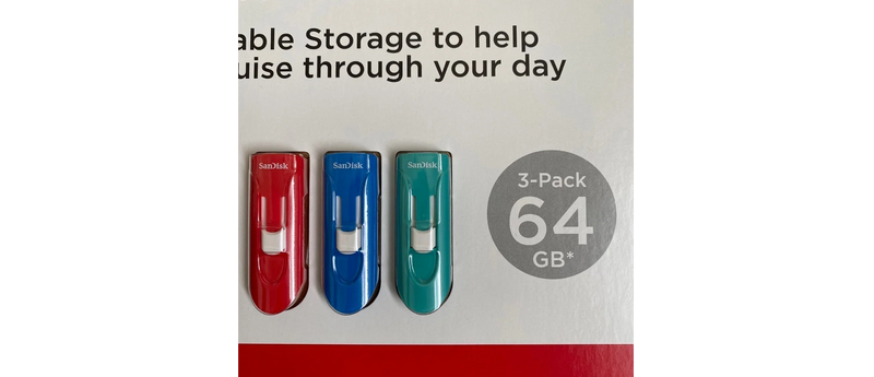 SanDisk 64GB CRUZER GLIDE 3.0 USB FLASH DRIVE 3 PACK - Red/Blue/Green - Brand New