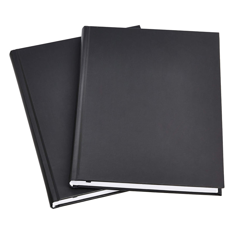 AMAZON BASICS PROFESSIONAL JOURNAL, 10.5X7.5 INCHES, BLACK, 2-PACK, BLACK - Brand New