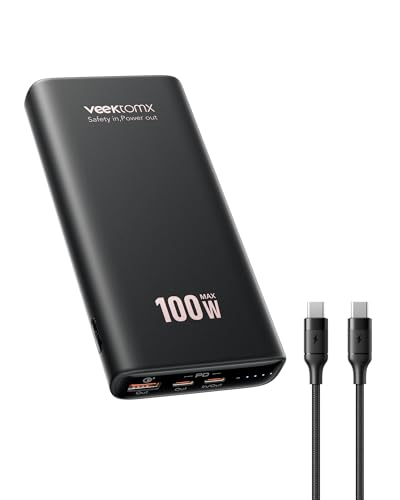 VEEKTOMX 100W LAPTOP POWER BANK 20000MAH FAST CHARGING PORTABLE VT202 DARK GRAY - Like New