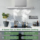 ONEEON 30" Range Hood 900 CFM Stainless Steel Wall Mount Kitchen Exhaust - Brand New