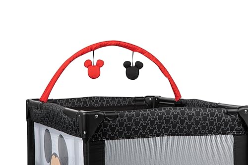DISNEY BABY 3D ULTRA PLAY YARD WITH BASSINET BAGER PEEKING MICKEY BLACK - Like New