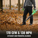 WORKPROX LEAF BLOWER CORDLESS, 20V ELECTRIC BLOWER, WX125309A - GREEN - Like New