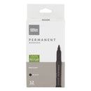 OFFICE DEPOT 100% RECYCLED PERMANENT MARKERS, FINE POINT, BLACK 12PK OD88669 - Brand New