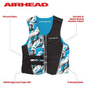 15002-10 AIRHEAD CAMO COOL MENS KWIK-DRY NEOLITE VEST ADULT LARGE BLACK BLUE - Brand New