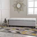 CHRISTOPHER KNIGHT HOME MISSION FABRIC STORAGE OTTOMAN, LIGHT GRAY - Like New