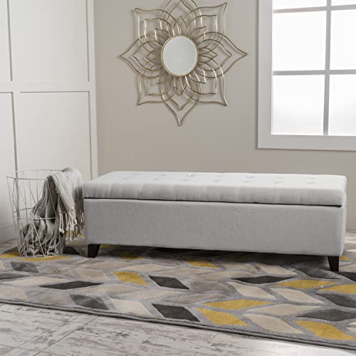 CHRISTOPHER KNIGHT HOME MISSION FABRIC STORAGE OTTOMAN, LIGHT GRAY - Like New