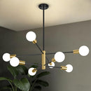 BESLOWE 431" 8-LIGHT MODERN MID CENTURY CHANDELIER JP2034-8BK - BLACK/GOLD - Like New