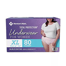 Member's Mark Total Protection Underwear for Women Extra Large 80 Count - Brand New