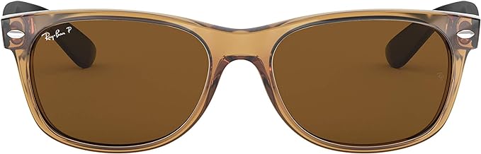 Ray-Ban RB2132 New Wayfarer Square Sunglasses 55mm - Gold Frame/Brown Like New