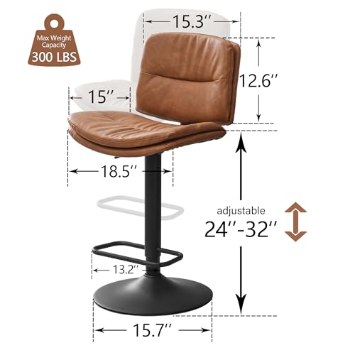 FIRAVOE SWIVEL BAR STOOLS SET OF 4, COUNTER HEIGHT BARSTOOLS FOR KITCHEN BROWN - Like New