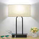 LAKUMU BEDSIDE TOUCH CONTROL 3 WAY DIMMABLE TABLE LAMP CREAM FABRIC SHADE - Like New
