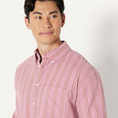 AMAZON ESSENTIALS MODERN OVERSIZED-FIT COTTON LONG SLEEVE SHIRT - MEN S - STRIPE - Brand New