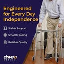 DRIVE MEDICAL 10210-1 2-BUTTON FOLDING WALKER WITH WHEELS ADJUSTABLE HEIGHT - Brand New