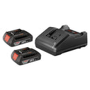 BOSCH GXS18V-23B21 Starter Kit 2 18V 1.5 Ah Slimpack batteries 1 charger - Black - Like New
