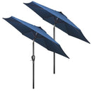 HealSmart 7.5ft Patio Umbrella Push Button Tilt/Crank 2 Pack, Blue - Brand New