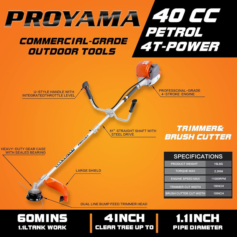 PROYAMA 40cc Gas Powered 3 in 1 Dual Line Gas String Trimmer - Scratch & Dent