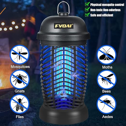 FVOAI Bug Zapper Electronic Mosquito Zapper Fly Zapper Outdoor Indoor - BLACK Like New