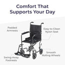 DRIVE MEDICAL FOLDING TRANSPORT WHEELCHAIR RELIABLE MOBILITY TR37E-SV - SILVER - Like New