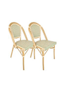 French Bistro Patio/Indoor Dining Chair, 2 Pack, Hand Woven Wicker (2, 10022) - Like New