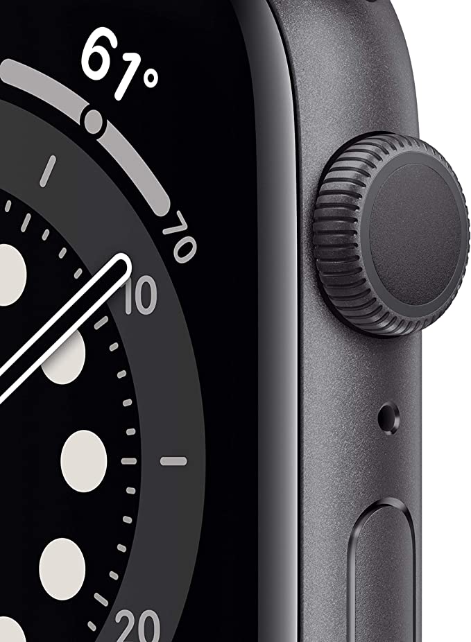 APPLE WATCH 6 GPS 44MM SPACE GRAY ALUMINUM BLACK SPORT BAND M00H3LL/A New