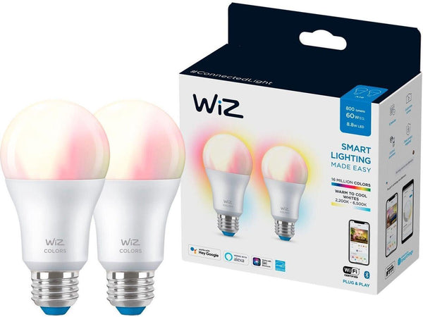 Wiz 603639 Color 8.8W A19 E26 WiFi 2-Pack Smart Bulb