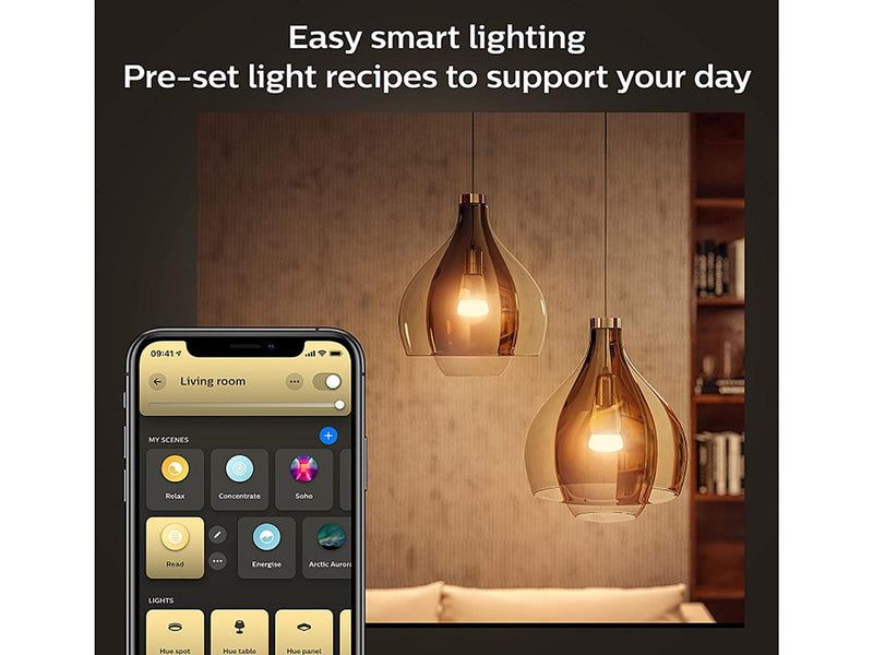 Philips Hue 563270 Starter Kit, 10.5W A19 E26 Bluetooth 4-pack Smart Bulb