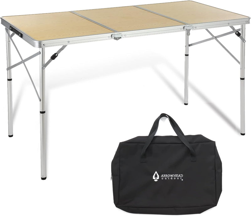 ARROWHEAD OUTDOOR 4’ ft Heavy-Duty Portable Aluminum Frame Folding Table - white Like New