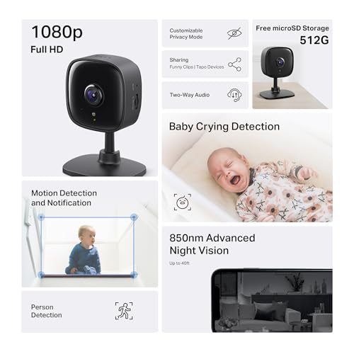 TAPO BY TP-LINK 1080P INDOOR SECURITY CAMERA FOR BABY MONITOR PET 4-PACK -BLACK - Like New