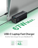 BASEUS CHARGING STATION 67W 5 IN 1 DETACHABLE TRAVEL POWER STRIP USB C - BLACK - Like New