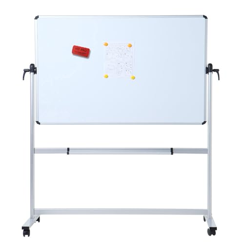 VIZ-PRO DOUBLE-SIDED MAGNETIC MOBILE WHITEBOARD 48 X 36 IN, ALUMINIUM - WHITE - Like New