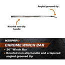 Keeper 36” Winch Bar Use with Bolt-On or Weld Style Deep Storage Winch - Chrome - Brand New