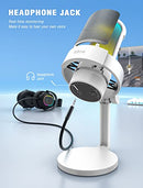 FIFINE USB PC RGB Microphone for Live Streaming, Gaming A8W - WHITE - Like New